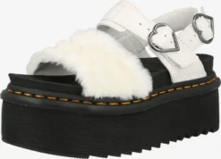Dr. Martens Plateau Sandalen Sandaal Voss Quad Fluffy Dames Wit